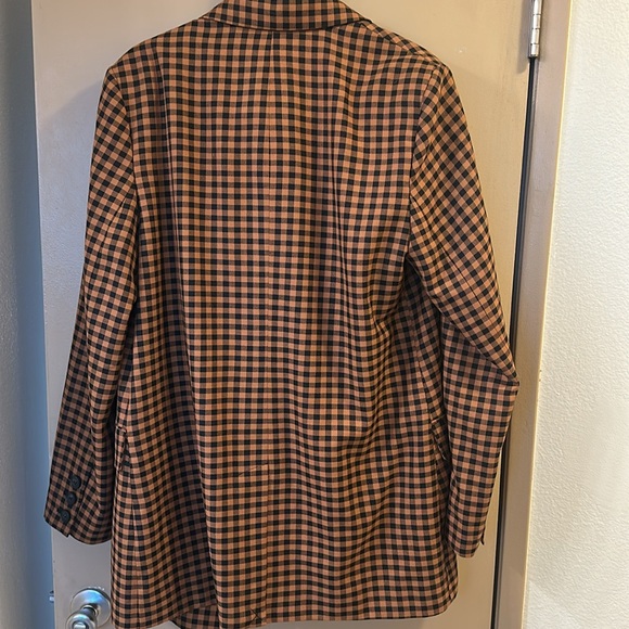 NWT Free People Brown /Orange Blazer Relaxed Fit Checkered XL Ashby plaid jacket - Picture 6 of 6